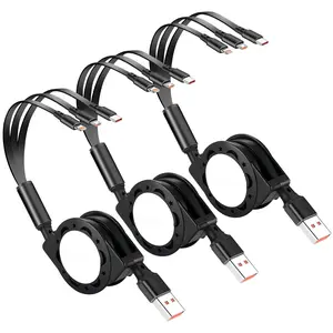 [2026 Upgraded] 3 Pack Multi Retractable  , 3 in 1 USB   with USB C/ USB/Phone Port, 3.3FT   for Phone17 16 15 14 13 12 11 XS XR X 8 7 6 SE (3Pcs)