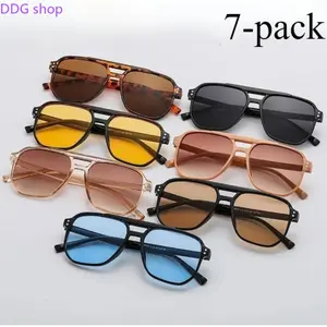 7 Pack Unisex Retro Aviator Sunglasses, 2026 Trendy Multi-Color Shades, Protection Eyewear Set, Lightweight  Frame Lenses, Stylish Eyeglasses for Daily Wear, Parties, Beach Travel & Outdoor Streetwear
