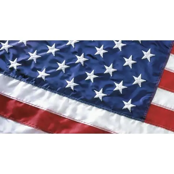 3'x5' USA Embroidered Flag - American-Made Durable Nylon, Stitched Stars, Sewn Stripes, White Label, Hangable Indoor/Outdoor Home & Festive Party Backdrop Banner