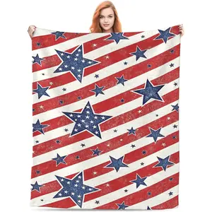 American Patriotics Blanket, Stars and Stripes 4th of July Memorial Day Throw Blanket Travel Blanket Warm Flannel Fleece Blankets Cozy Soft Blanket Flag Gifts for Women Men,60''x 50''