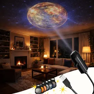 Mini Light Projector Portable HD 1080P Star Projector Christmas Holiday Projector 360° Rotating Slide Show Projector Decor Lights, Dynamic Skull Ghost Projector Light Compatible with Charger Power Bank Laptop USB Hub Car Charger Indoor & Outdoor Use