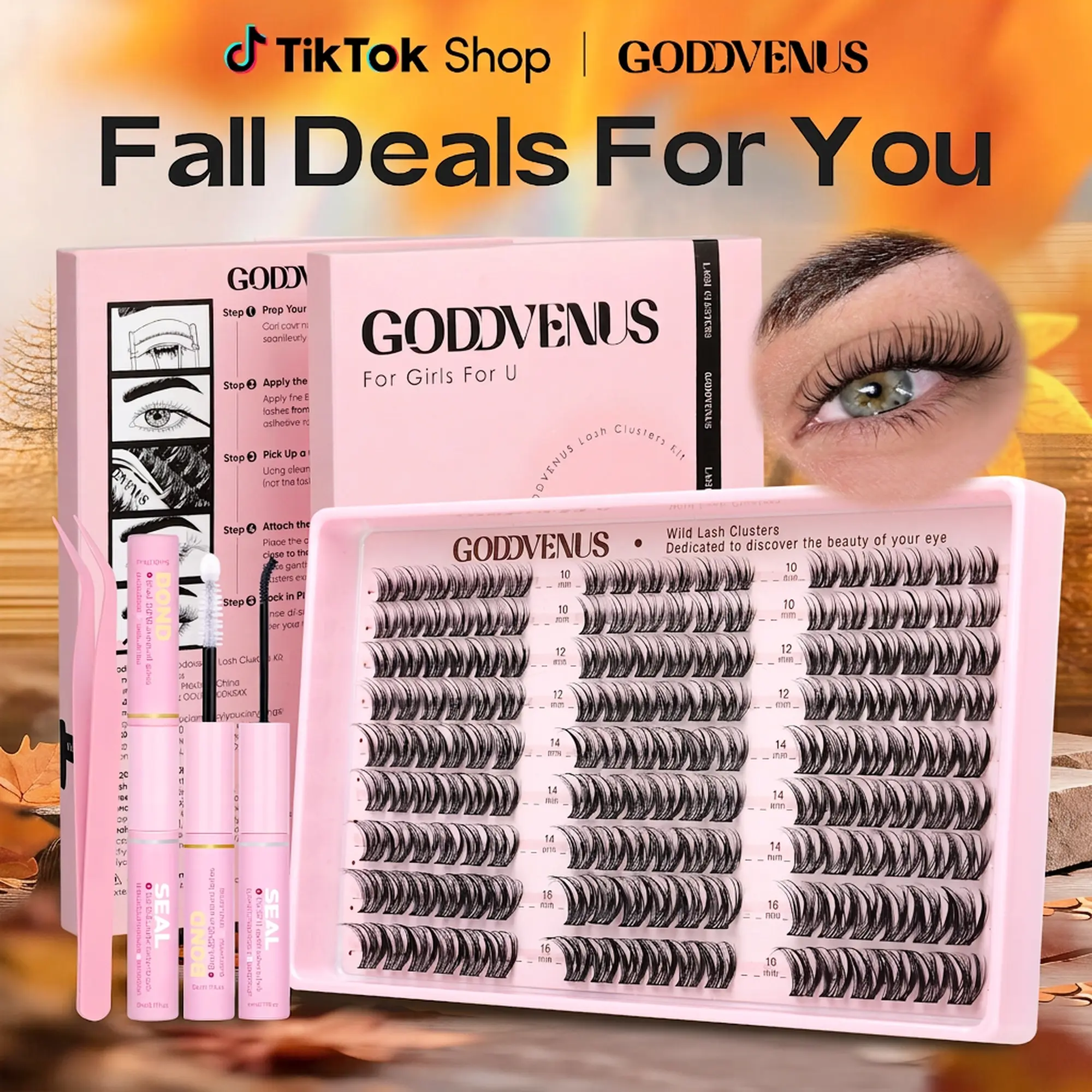 【live】Goddvenus D Curly Lash Clusters Natural Blend 10-16mm feathery Lightweight Eyelash Extensions for Daily Makeup