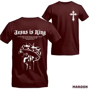 Revelation 22:13 Bible Verse Christian Jesus Is King T-shirt, Bold Faith Apparel with Cross and Crown of Thorns, Worship Streetwear
