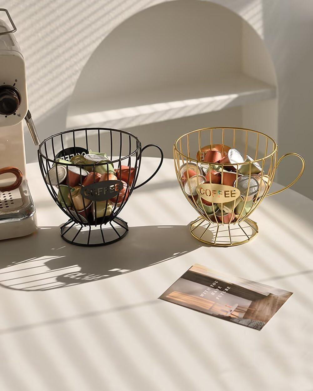 Metal Coffee Capsule Storage Basket Cup Shape Wire Coffee Pod Holder Countertop Coffee Organizer for Cup Coffee Station Decor Metal Coffee Capsule Storage Basket Cup Shape Wire Coffee Pod Holder Countertop Coffee Organizer for Cup Coffee Station Decor