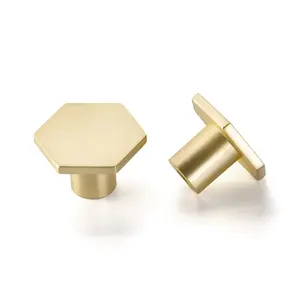 Goldenwam 15Pack Solid Brass Cabinet Knobs Hexagon Gold Dresser Drawer Pulls Handles Gold/Black/Brushed Nickel doorknobs