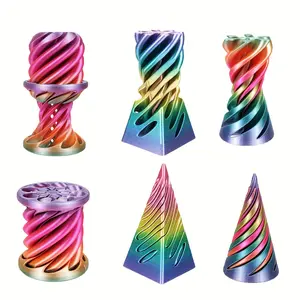 Three sets of "impossible" cones, spiral cone fidget toys, and "impossible" pyramid through office decorations, spiral tapered fidget tabletop ornaments, anxiety-relieving illusion tabletop decoration souvenirs.
