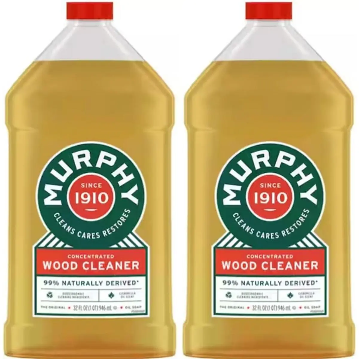 Murphy Oil Soap Wood Cleaner 32 fl oz Coconut-Scented Plant-Based Liquid Bottle Ammonia-Free Home Care Supplies for Floors & Interiors 98% Naturally Derived