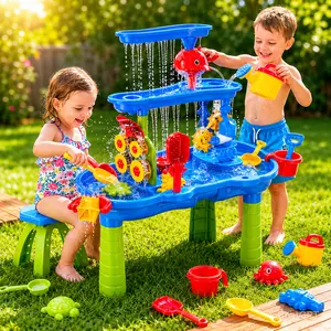 3-Tier Sand and Water Table for Toddlers 3+ Outdoor Sensory Play Toy for Summer Beach and Backyard