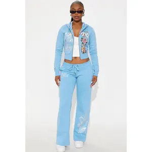 Ed Hardy Skull Haven Wide Leg Pant - Light Blue 4
