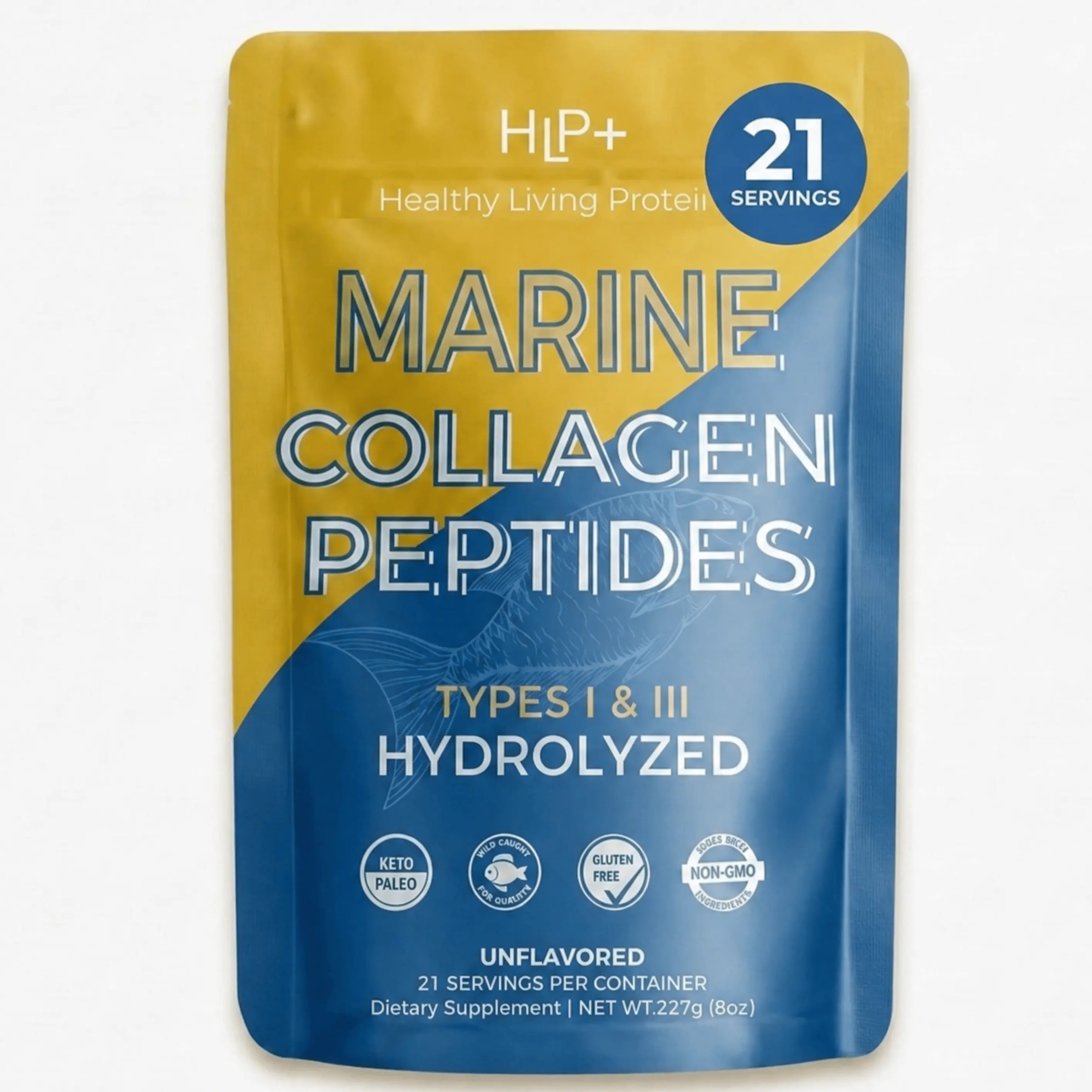 Marine Collagen Peptides Powder - Wild-Caught Red Snapper Hydrolyzed Type I Protein, Clean Sourced Collagen Supplements, Fast-Absorbing, Unflavored, No Fishy Taste, Non-GMO, Pescatarian, Dairy-Free - Supports Hair, Skin, Nails