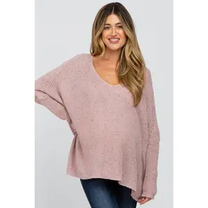 Mauve Speckled Oversized Maternity Sweater