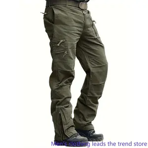 Men’s multi-pocket cargo work pants—wear-resistant, scratch-resistant, rip-resistant field training trousers for outdoor mountaineering and camping; suitable for daily commuting and seasonal work; team training wear.