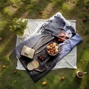 1 piece Ralph Macchio classic style photoshoot themed flannel blanket - Oversized comfortable flannel sofa blanket, suitable for beds and sofas, modern geometric pattern design, all-season use, digital printing, 100% polyester material, machine