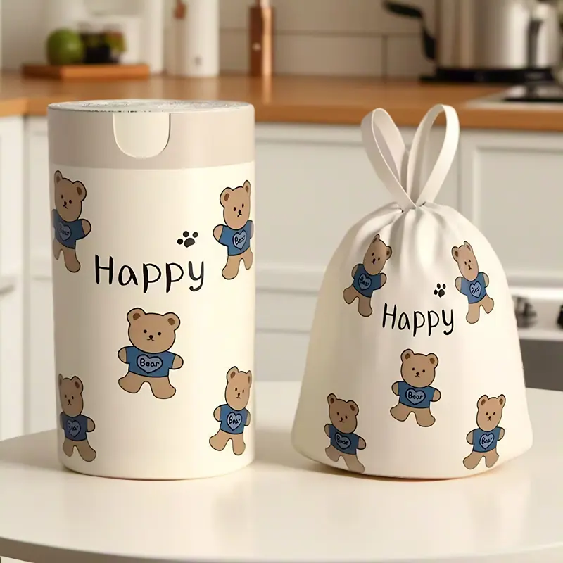 50/100 pack, 4 gallons, cute bear drawstring trash bags, thickened large size, multi-purpose high-density polyethylene disposable bags, suitable for kitchen, bathroom, bedroom, living room and toilet
