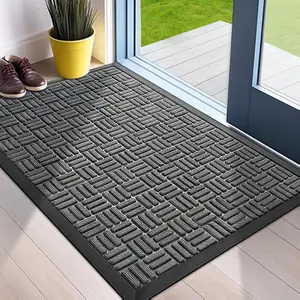 Front Door Mat, Heavy Duty Durable Welcome Mat for Outdoor Indoor, Dirt Trapper Waterproof Super Absorbent Door Mat for Entryway Outside Patio Porch, 29.5" x 17", Grey