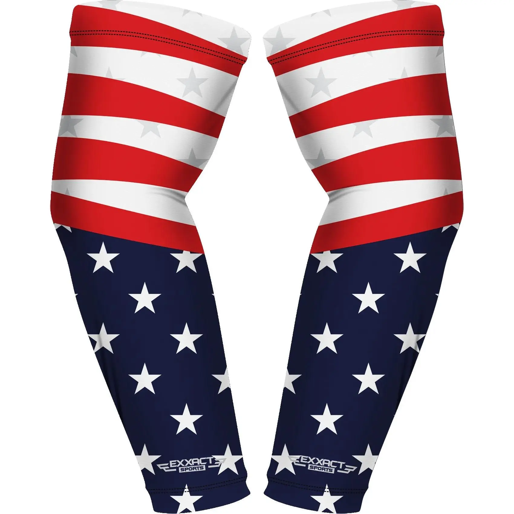 Exxact Sports 1 Pair Compression Arm Sleeves for Men Women, Breathable Baseball Arm Sleeve Football Sleeves Youth Adult - (USA Flag)