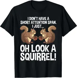 Cotton Short Sleeve Shirt Funny ADHD Squirrel Design For Men Women Chipmunk Pet Lovers T-Shirt Summer Casual Menswear Graphic Tee, Fashion Gift, Adult Size Streetwear