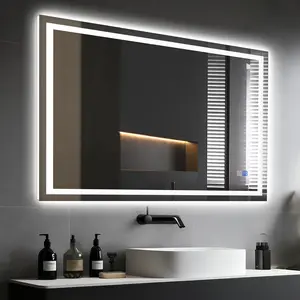 GLITGATE LED Bathroom Mirror, LED Wall Mirror, Polished Glass Finish, 3 Color Modes Dimmable, CRI90+, Anti-Fog, Memory Function, Wall Mounted (Horizontal/Vertical), Perfect for Washing, Shaving, and Makeup.