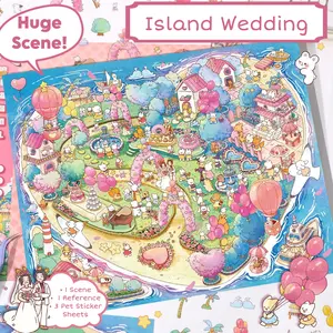 Island Wedding HUGE Sticker Scene Kit - 12" x 9.8 " - Comes with Free Tweezers