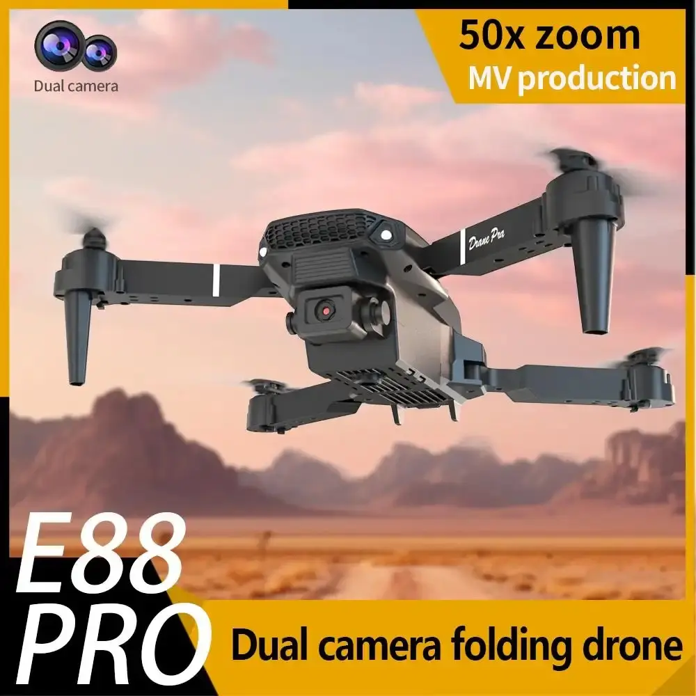 E88 Pro Mini Drone with Dual 4K HD Wide Angle Camera, Foldable Quadcopter for Adults & Kids, 1-Key Takeoff, Altitude Hold, Headless Mode, Portable Pocket RC Helicopter Outdoor Toy