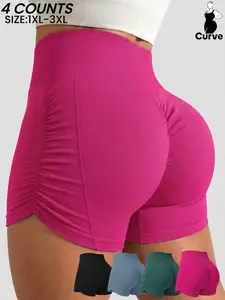 Women's High Waist Elastic Sport Shorts, Soft Comfortable, Ideal for Cycling, Fitness, Work, Yoga, All Seasons