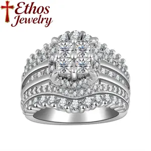 Ethos Square Five-in-One Ring for Women, gold rings Micro Pave CZ Stones Halo Design - Perfect Gift for Girlfriend or Wife