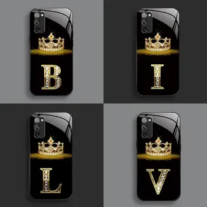 Suitable for [Galaxy S20 Fe] New high-end crown letter glass mobile phone case new business simple explosion-proof mobile phone case affordable anti-fall anti-fingerprint 995