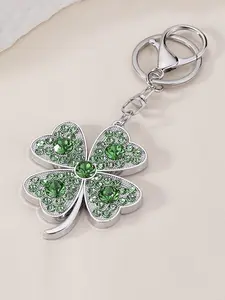 1/20pcs New Lucky Clover Rhinestone Metal Keychain Charm, Symbol of Good Luck, Birthday/Graduation/St, Patrick'S Day Gift - Durable Key Ring, Suitable for Wallets, Cars, Keys, Exquisite Craftsmanship, Unisex Wear