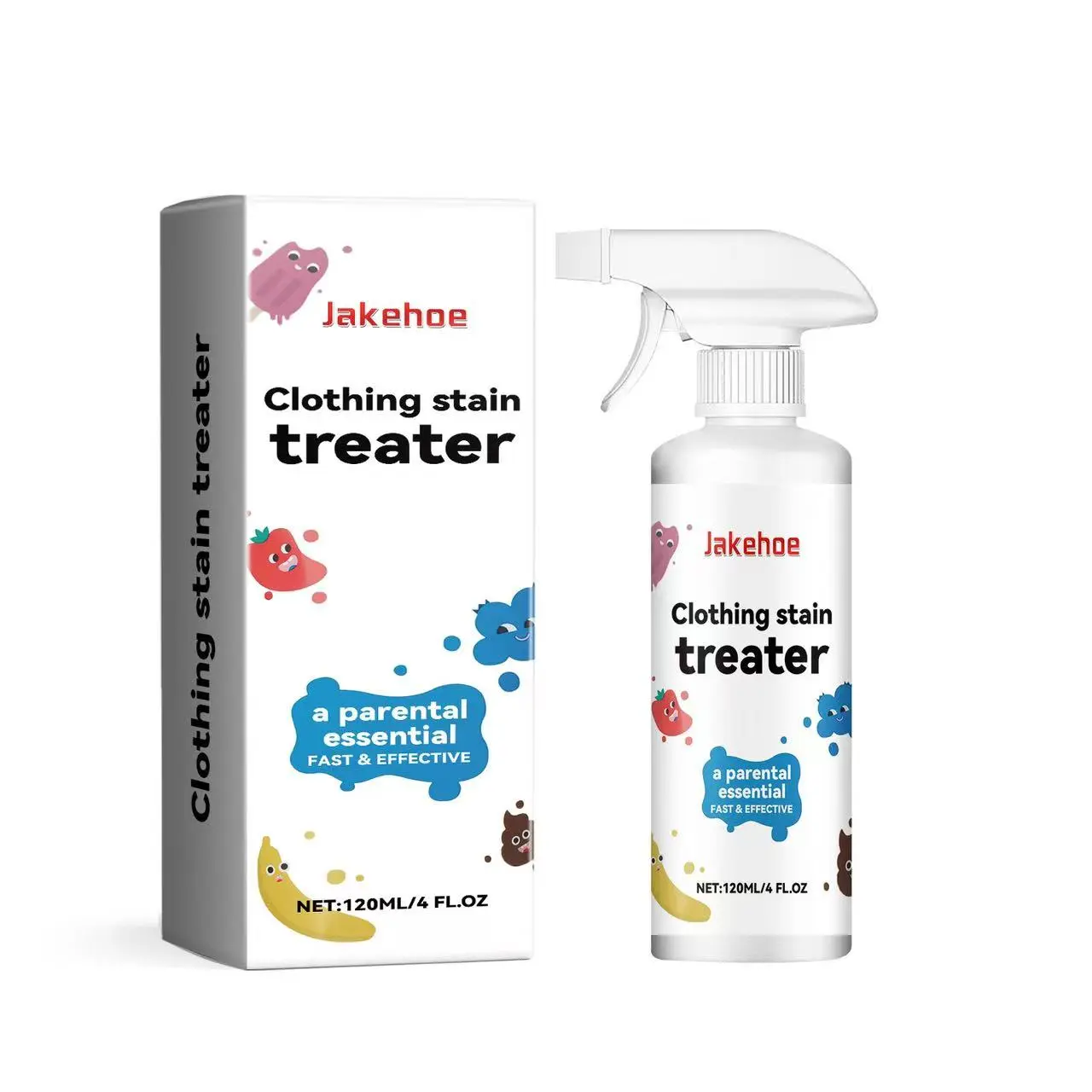 Jakehoe Clothing Stain Remover Spray, Gentle Deep Cleaning, Fresh Scent, Softening Fabric Care, Protects Clothes, Effective Oil Removal