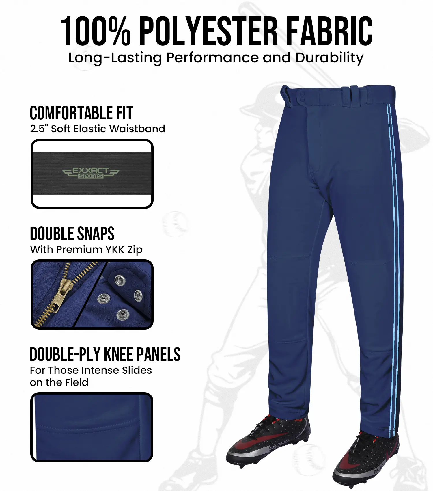 Exxact Sports Proline Full Length Baseball Pants Youth & Adult