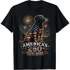 100% Cotton American Flag Labrador Retriever Dog Yellow Lab Patriotic T-Shirt