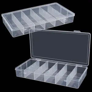 clear visible plastic storage organizer box for cosmetic makeup tools fishing tackle jewelry screws hardware accessories (2Pack)