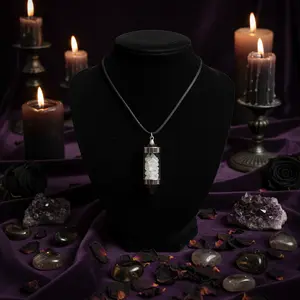 Vial Pendant/Pendulum with Natural Crystal Quartz