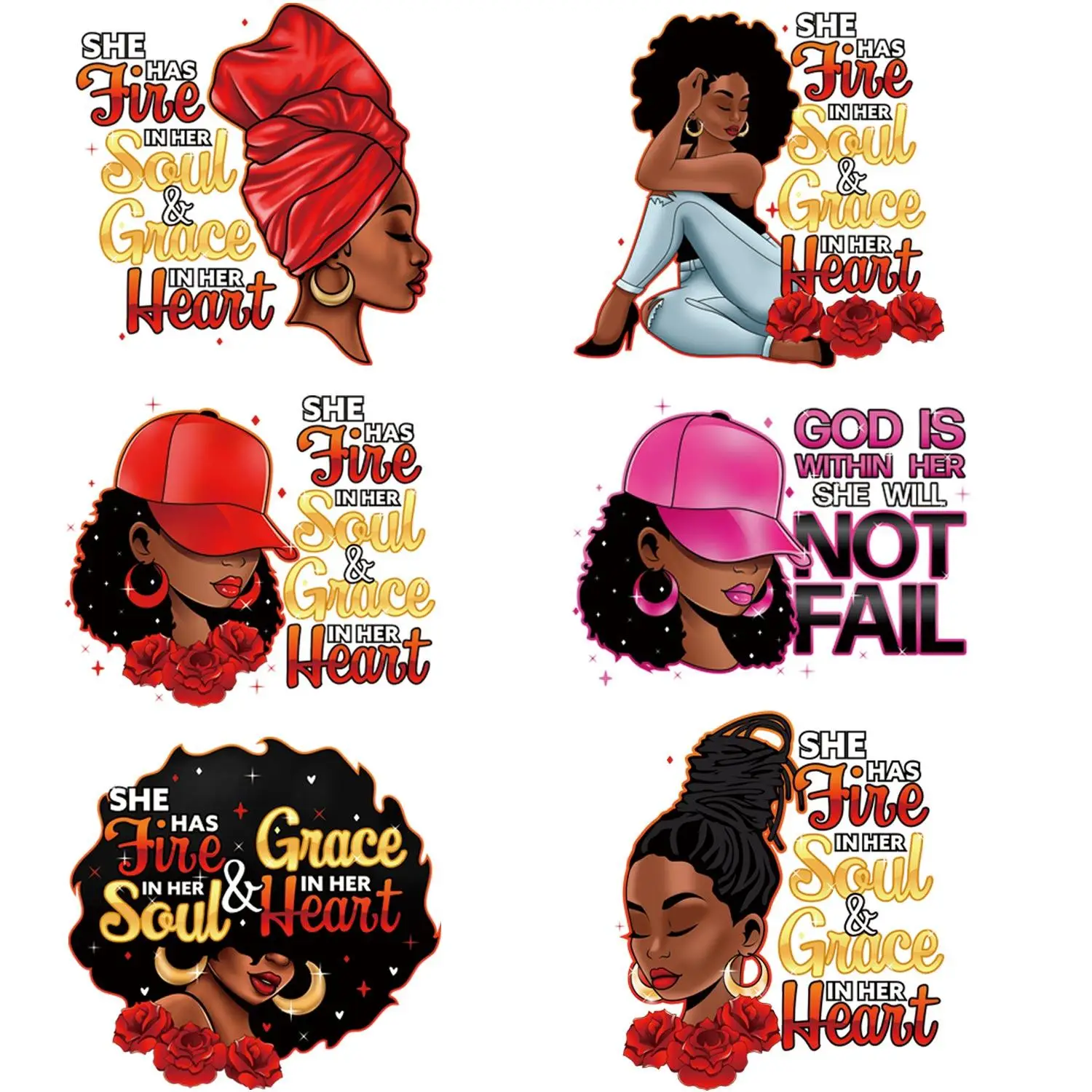 Fashionable Girl Pattern DIY Ironing Transfer Sticker, 6 Counts Colorful Clothes Hot Transfer Sticker, Heat Transfer Sticker, Sewing Accessories, Summ