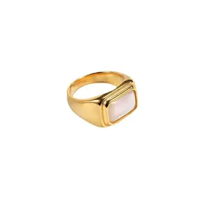 Becky Ring - Stainless Steel 18k Gold Plated with White Opal Water Resistant & Won't Tarnish Jewelry