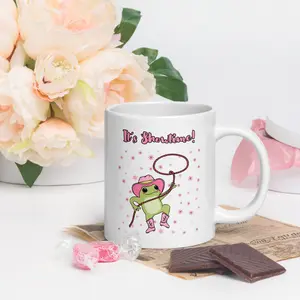 It's Showtime Frog Mug - Cowgirl Rodeo Frog Ceramic Coffee Cup, Funny Gift, Performers & Frog Lovers Trend Mug