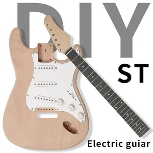 Flower Dance DIY ST Electric Guitar Kits with Mahogany Body Maple Neck and Accessories for Summer Labor Day Weekend