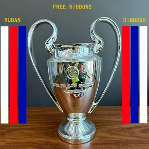 Uefa Champions League Trophy Model, Large Ears Cup, Free Color Ribbons, Compatible with Different Football Club Colors