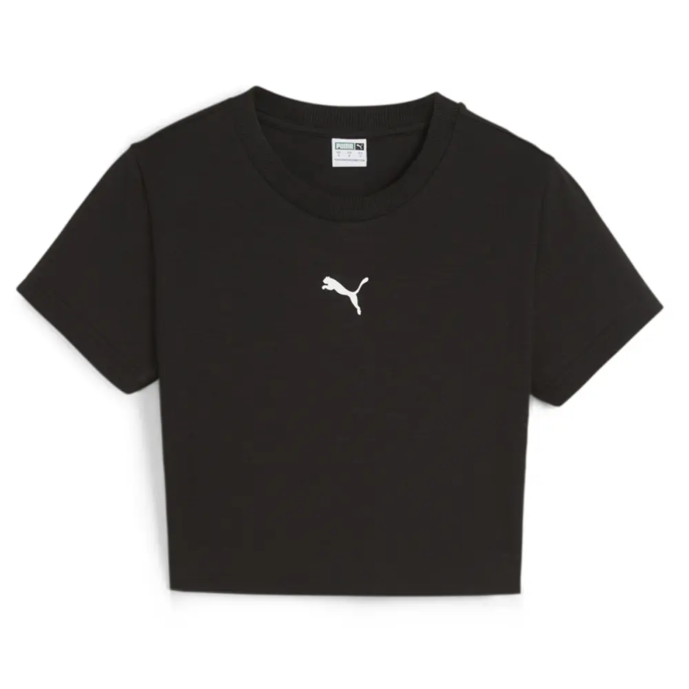PUMA Womens Dare To Baby Logo Crew Neck Short Sleeve Casual Tops Casual - Black