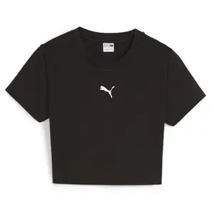 PUMA Womens Dare To Baby Logo Crew Neck Short Sleeve Casual Tops Casual - Black