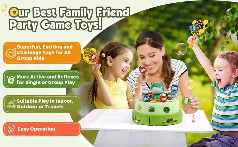 Unisex Kids' Frog Animal Bounce & Catch Board Game Toy - Musical Spinning Launch