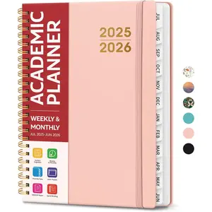 Academic Planner 2025-2026 For Women & Men, Monthly and Weekly Calendar Planner, Jul 2025 - Jun 2026, A5 (6.3" x 8.5"), Teacher Student Planning Book with Tabs, Ideal for Office School Supplies - Pink