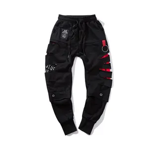 Bf860 Niepce Black Streetwear Fashion Ripped Sweatpants