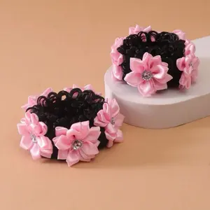 Pink Roses Hair Tie - Pink Flower Design, Elegant Hair Accessory, Soft Fabric, Ideal for Everyday Wear