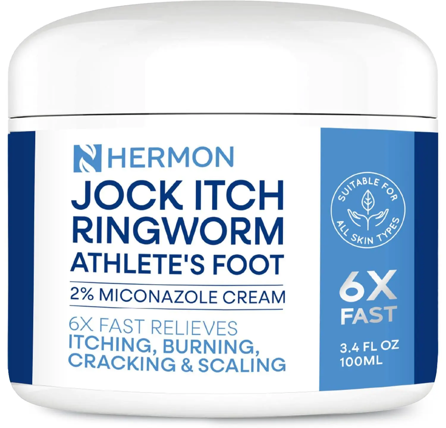 Hermon Antifungal Jock Itch Soothing Ointment (3.4 oz/100g) - Miconazole 2%, Paraben-Free Gentle Body Care, Face & Body Hydrating Moisturizer for Sensitive Skin, Relief for Psoriasis & Ringworm, 18-Month Shelf Life, Single Item