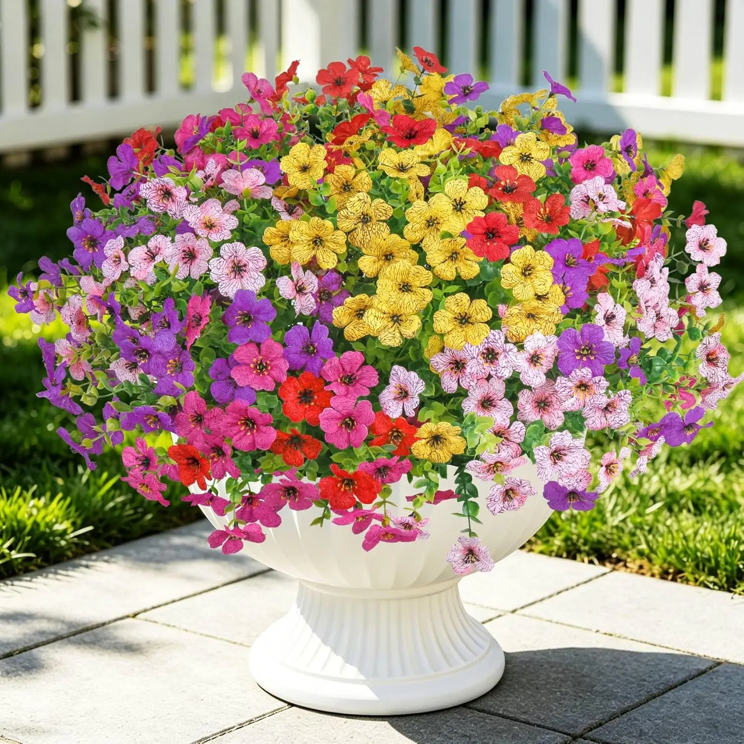 20 Pack Artificial Flowers Without Pot Mixed Color UV Resistant Fake Floral Decor for Home Garden Yard Eco Friendly PE Plastic Silk Cloth No Fade Waterproof Flexible Realistic Petal Foliage Textures