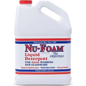 Nu-Foam Liquid Detergent for Bar Glassware – Original Streak-Free Solution - Hand Washing Bar, Tavern, Brewery Supplies - Concentrated - 1 Gallon