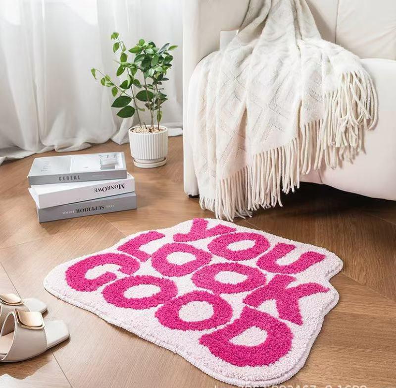 Absorbent anti-slip letter imitation cashmere simple home decor indoor carpet mat bedside bedroom room blanket Household Decorative Rug Fluffy Area Rug Geometric Graphic Rug Carpets Rugs
