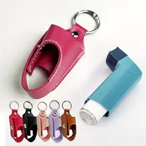 Faux Leather Inhaler Storage Bag, Portable Keychain, Car Keychain, Outdoor Portable Inhaler Spray Bottle Cover, Lightweight & Anti-lost