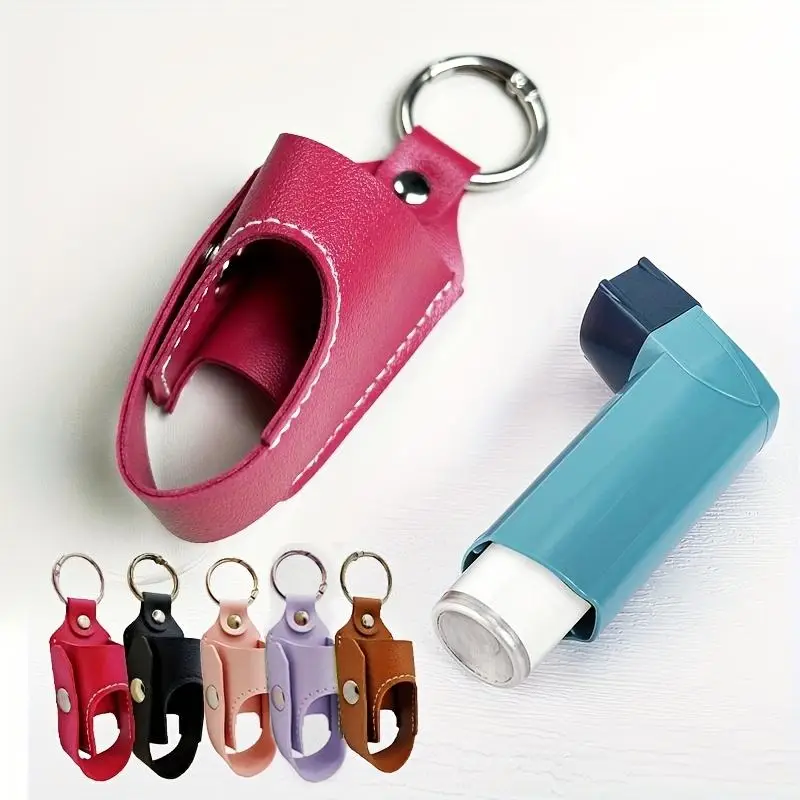 Faux Leather Inhaler Storage Bag, Portable Keychain, Car Keychain, Outdoor Portable Inhaler Spray Bottle Cover, Lightweight & Anti-lost